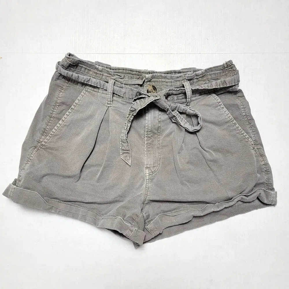 American Eagle Taupe Paperbag Shorts SZ 8